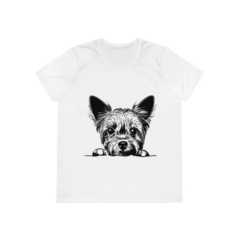 Peeking Yorkie Ladies Competitor Tee by Sport-Tek