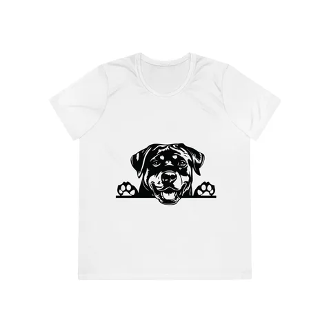 Peeking Rottweiler on Ladies Competitor Tee