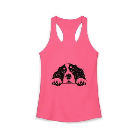 Peeking Cavalier King Charles Spaniel on Women's Ideal Racerback Tank