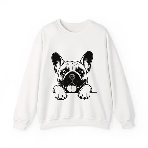 Peeking French Bulldog on Unisex Heavy Blend™ Crewneck Sweatshirt