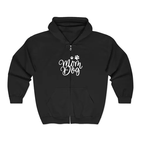 Mom Dog on Unisex Heavy Blend™ Full Zip Hooded Sweatshirt