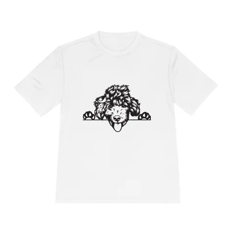 Peeking Doodle on Unisex Moisture Wicking Tee