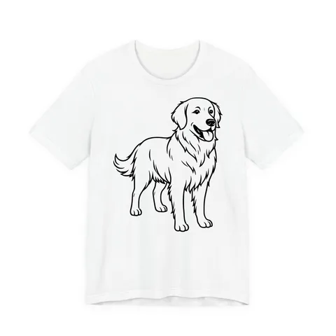 Golden Retriever Portrait outline full body on Unisex Jersey Short Sleeve Tee