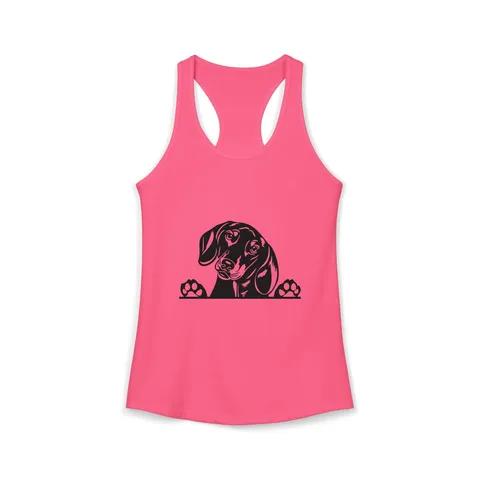 Peeking Dachshund on Women's Ideal Racerback Tank