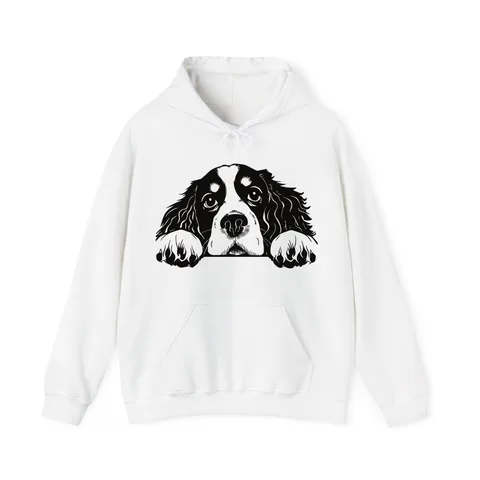 Peeking Cavalier King Charles Spaniel on Unisex Heavy Blend™ Hooded Sweatshirt