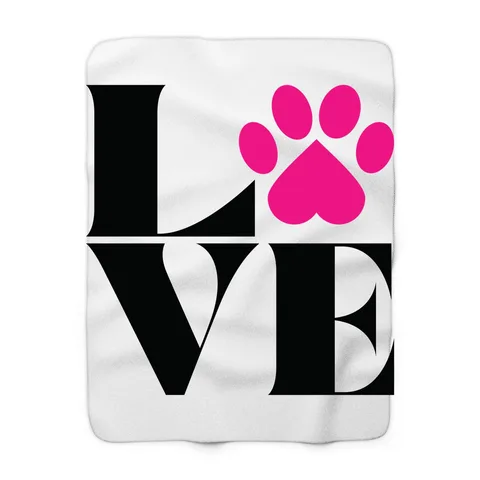 Love With Paw Print Blanket