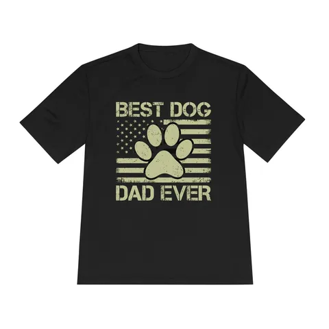 Best Dog Dad Ever Flag Paw on Unisex Moisture Wicking Tee
