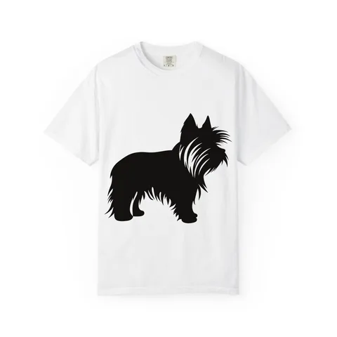 Yorkshire Terrier Silhouette standing, breed swap on Unisex Garment-Dyed T-shirt