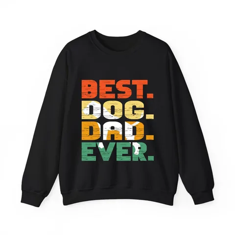 Best Dog Dad Ever Retro Stripe Crewneck Sweatshirt