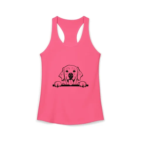 Peeking Golden Retriever on Women's Ideal Racerback Tank