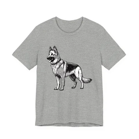 German Shepherd Sketch engraving full body on Unisex Jersey Short Sleeve Tee