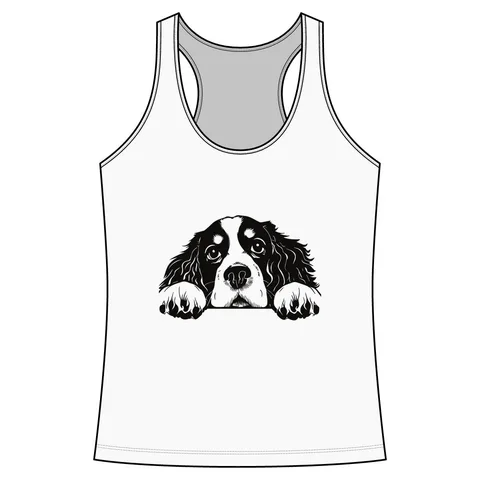 Peeking Cavalier King Charles Spaniel on Women's Competitor Racerback Tank