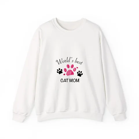 World's Best Cat Mom on Unisex Heavy Blend™ Crewneck Sweatshirt