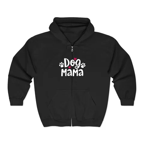 Dog Mama on Unisex Heavy Blend™ Full Zip Hooded Sweatshirt
