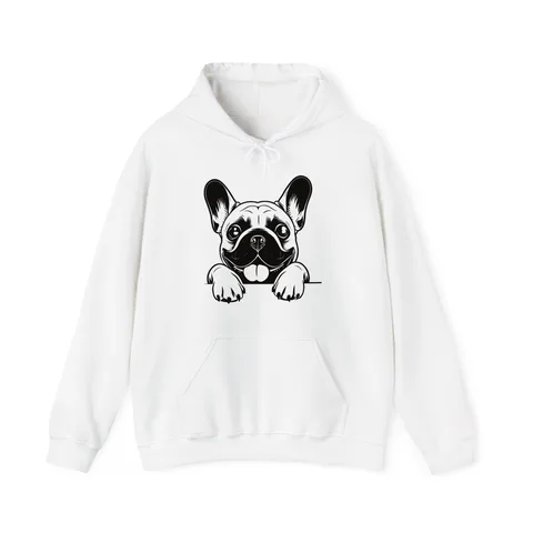 Peeking French Bulldog on Unisex Heavy Blend™ Hooded Sweatshirt