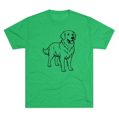 Golden Retriever Portrait outline full body on Unisex Tri-Blend Crew Tee