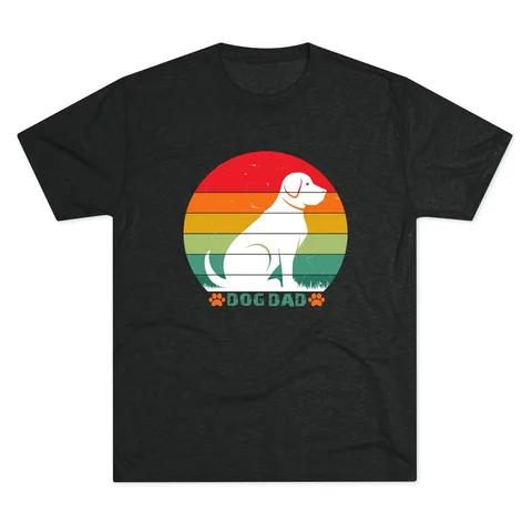 Dog Dad Retro Sunset Tri-Blend Tee