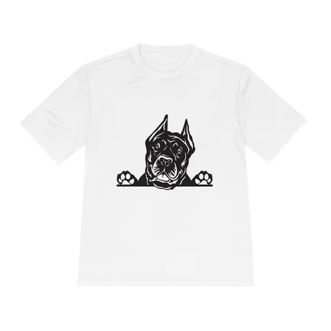 Peeking Cane Corso on Unisex Moisture Wicking Tee