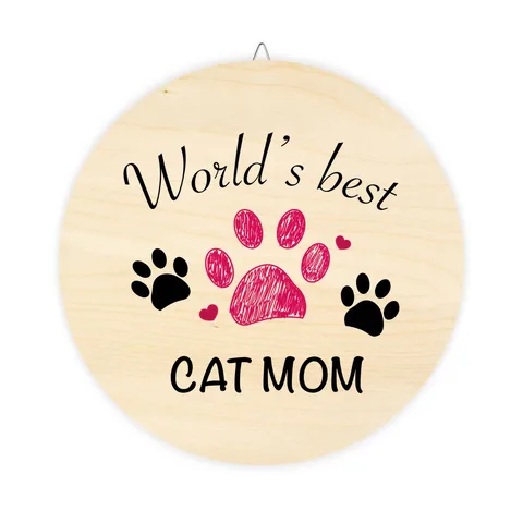 World's Best Cat Mom on Wood Sign