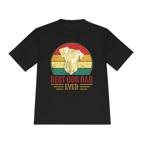 Best Dog Dad Ever Sunset Pup on Unisex Moisture Wicking Tee
