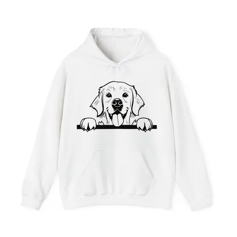 Peeking Golden Retriever on Unisex Heavy Blend™ Hooded Sweatshirt