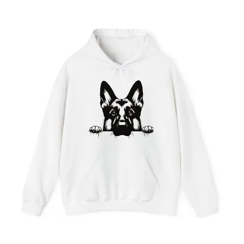 Peeking German Shepherd on Unisex Heavy Blend™ Hooded Sweatshirt