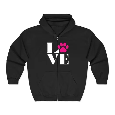 Love With Paw Print Zip Hoodie