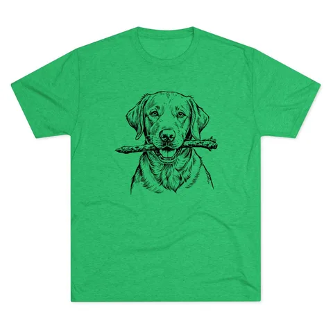 Labrador Retriever Sketch stick in mouth Tri-Blend Tee