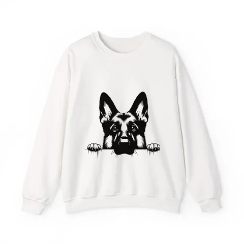 Peeking German Shepherd on Unisex Heavy Blend™ Crewneck Sweatshirt