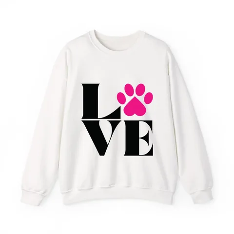 Love With Paw Print Crewneck Sweatshirt
