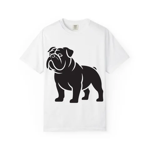 Bulldog Portrait on Unisex Garment-Dyed T-shirt