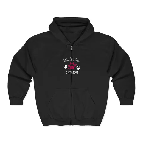 World's Best Cat Mom on Unisex Heavy Blend™ Full Zip Hooded Sweatshirt