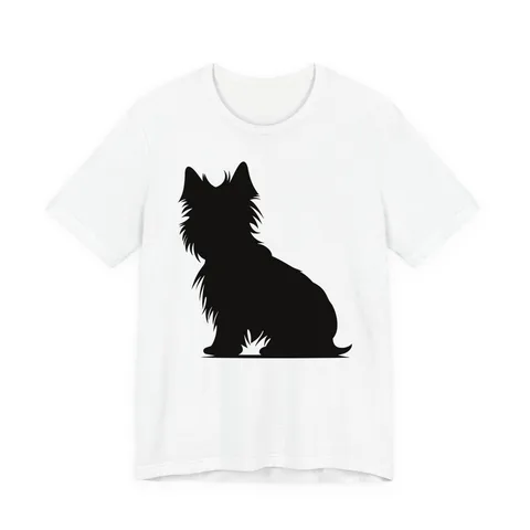 Yorkshire Terrier Silhouette sitting profile on Unisex Jersey Short Sleeve Tee