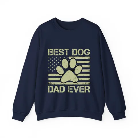 Best Dog Dad Ever Flag Paw on Unisex Heavy Blend™ Crewneck Sweatshirt