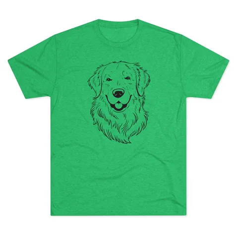 Golden Retriever Portrait on Unisex Tri-Blend Crew Tee