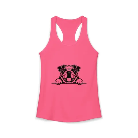 Peeking Bulldog on Women's Ideal Racerback Tank