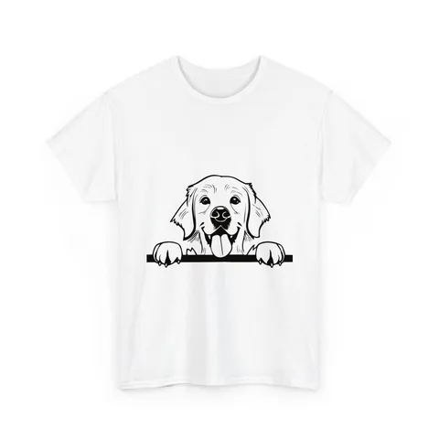 Peeking Golden Retriever on Unisex Heavy Cotton Tee