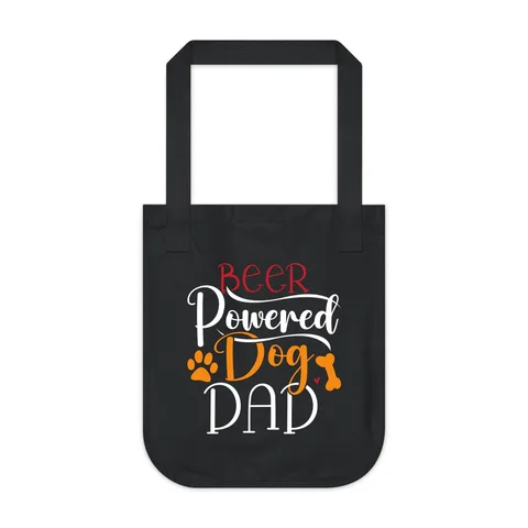 Beer Powered Dog Dad on Organic Canvas Tote Bag
