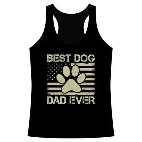 Best Dog Dad Ever Flag Paw on Women's Competitor Racerback Tank