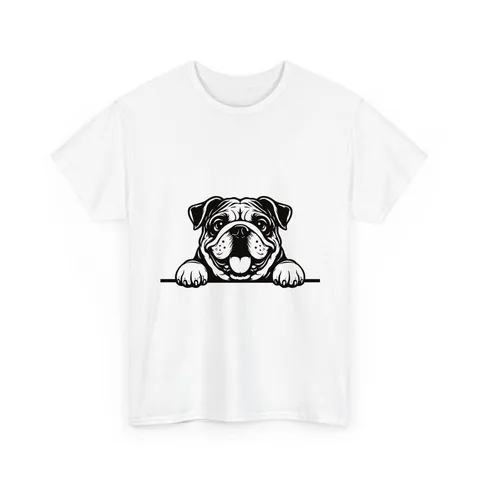 Peeking Bulldog on Unisex Heavy Cotton Tee
