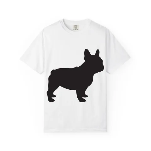 French Bulldog Silhouette profile on Unisex Garment-Dyed T-shirt