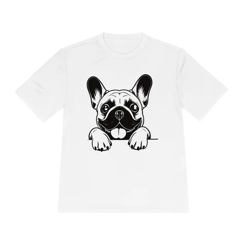 Peeking French Bulldog on Unisex Moisture Wicking Tee