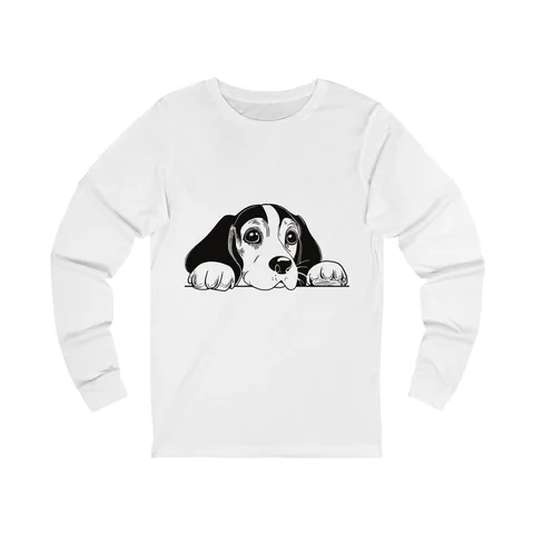 Peeking Beagle on Unisex Jersey Long Sleeve Tee
