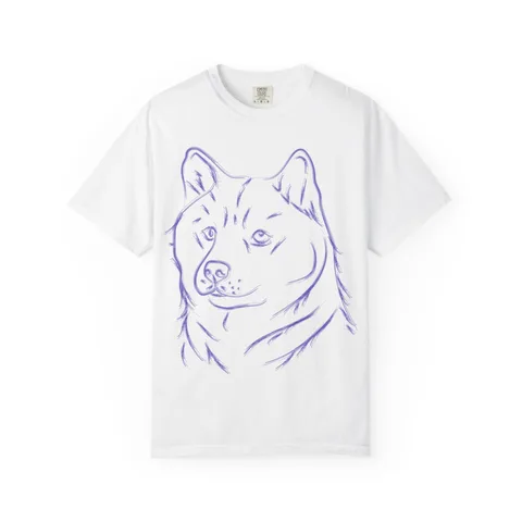 Multi Breed Icon shiba inu on Unisex Garment-Dyed T-shirt