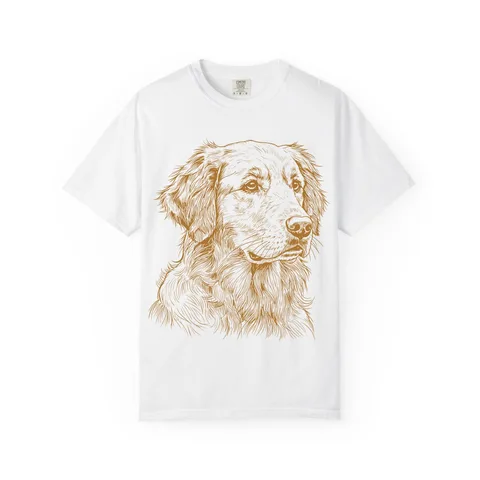 Golden Retriever Sketch gold engraving Comfort Colors Tee