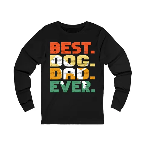 Best Dog Dad Ever Retro Stripe Long Sleeve Shirt