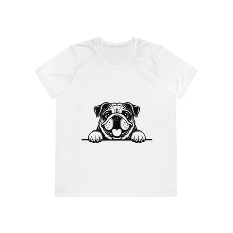 Peeking Bulldog on Ladies Competitor Tee