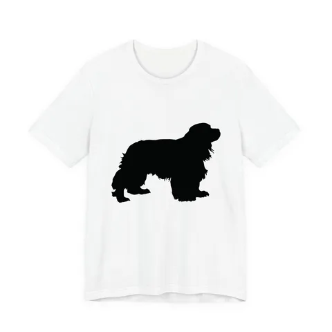 Cavalier King Charles Spaniel Silhouette standing on Unisex Jersey Short Sleeve Tee