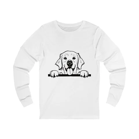 Peeking Golden Retriever on Unisex Jersey Long Sleeve Tee
