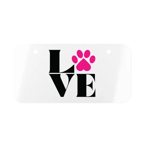 Love With Paw Print License Plate